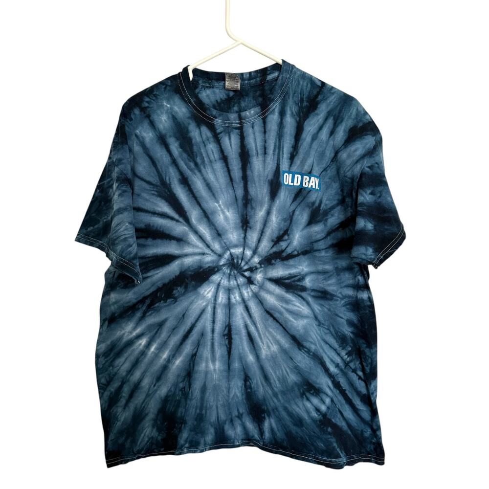 Gildan Shirt Men's XL Blue Old Bay Seasoning Short Sleeve Tie Dye 100% Cotton